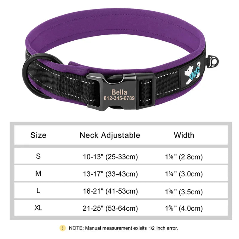 Reflektierendes personalisiertes Hundehalsband mit graviertem Anhänger