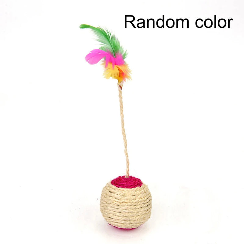 Pelota Interactiva para Gatos de Sisal y Plumas