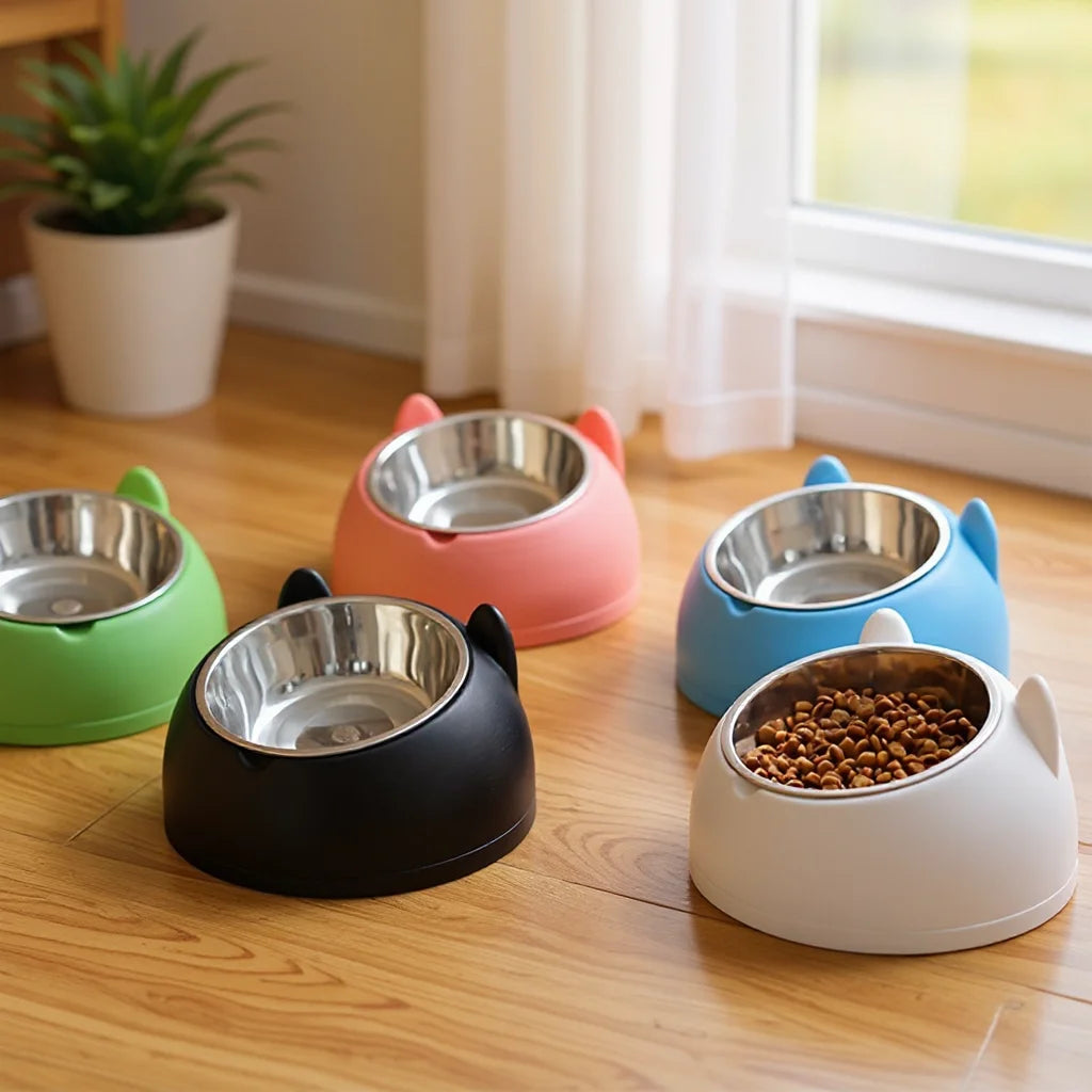 Ergonomic Elevated Cat Bowl with Inclined Stainless Steel Design