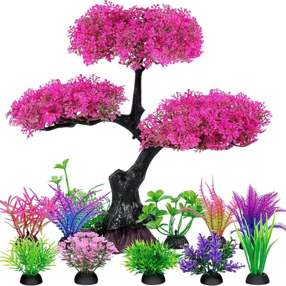 Lifelike Artificial Aquarium Plants – Set of 10