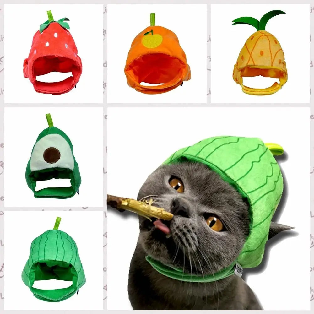 Fruit-Shaped Plush Pet Hat for Cats and Small Dogs