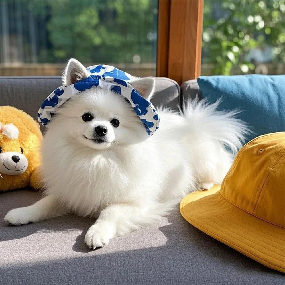 Adjustable Pet Bucket Hat with Ear Openings for Sun Protection