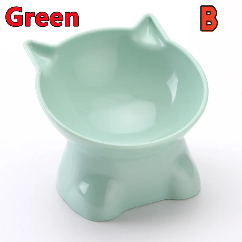 A light green, ergonomic elevated pet bowl with a storage base.