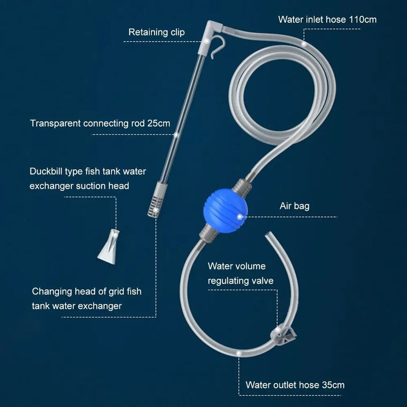 Pompe à siphon manuel pour changement d'eau d'aquarium
