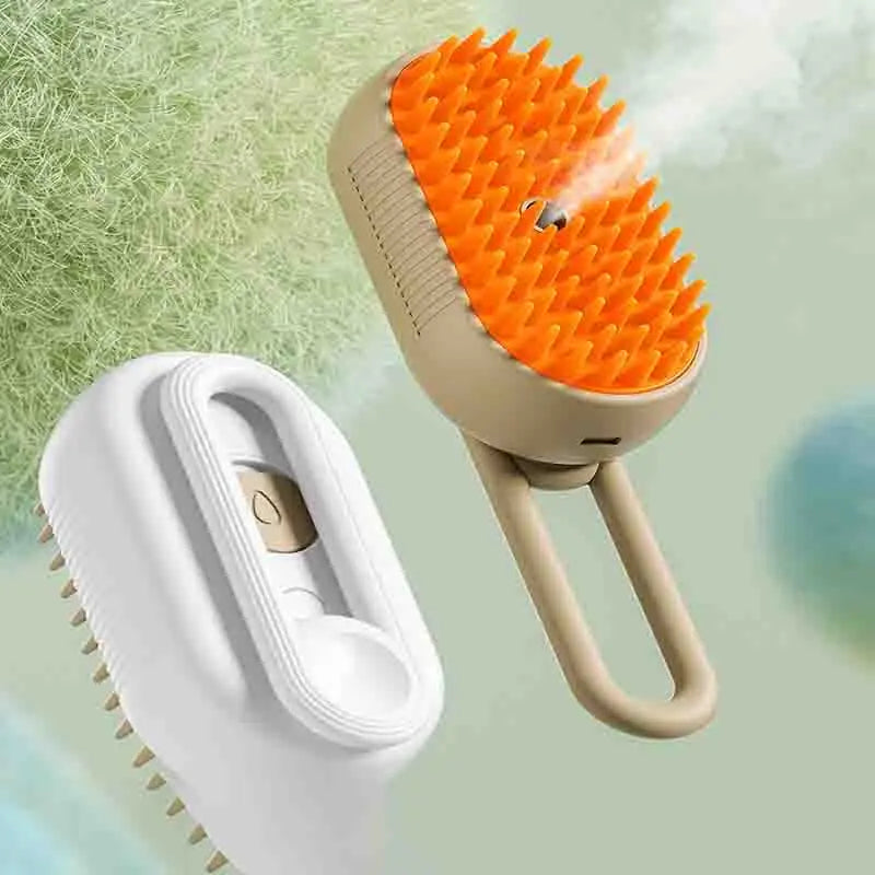 Massagebürste mit Feuchtigkeits-Spray für Haustiere – Ein-Knopf-Dampfsystem