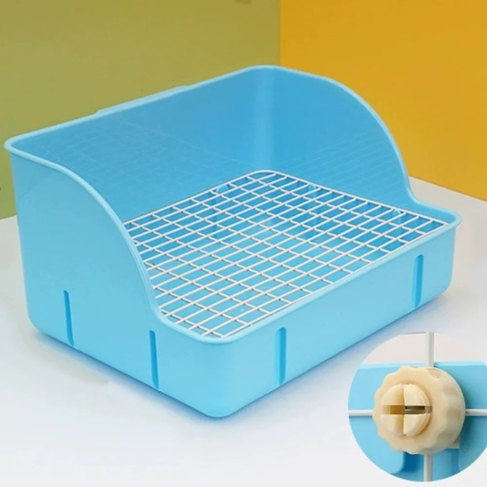Corner Rabbit Litter Box with Removable Tray and Grid