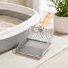 Stainless Steel Cat Litter Scoop with Wooden Handle and Fine Mesh Sifter