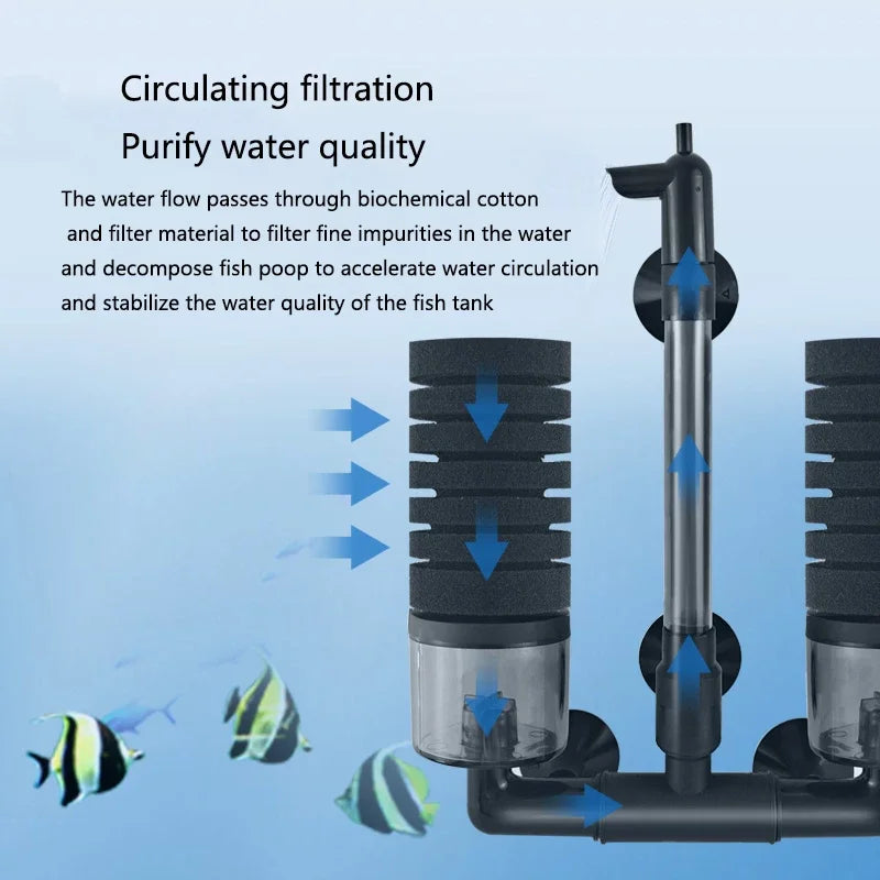 Aquarium Biochemical Sponge Filter with Air Pump Skimmer