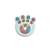 Jouet distributeur de puzzle bleu clair pour chiens et chats avec divers compartiments colorés.