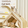 Winter Warm Cat Nest Wood House with Semi-Enclosed Sleep Space