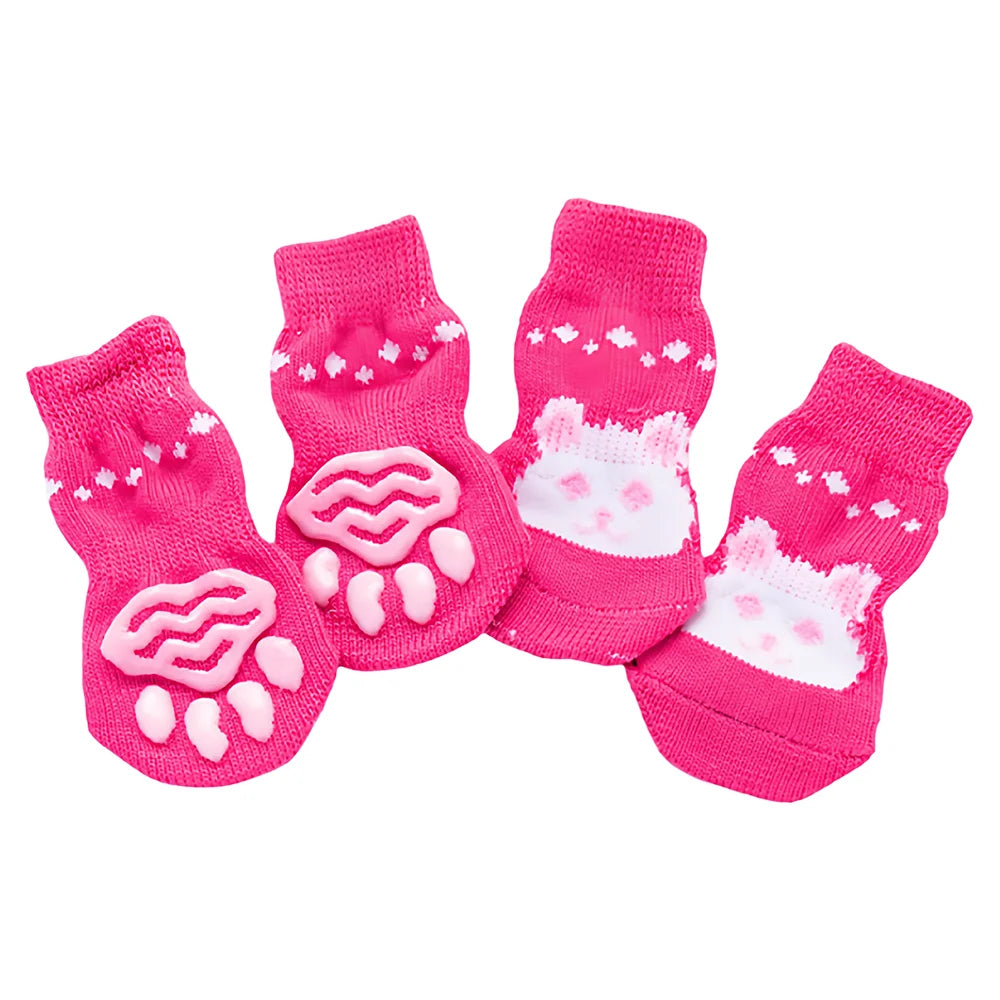 Non-Slip Cotton Pet Socks for Dogs & Cats (4-Pack)