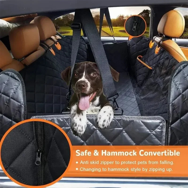 Waterproof Dog Car Seat Cover with Mesh Window and Side Zippers