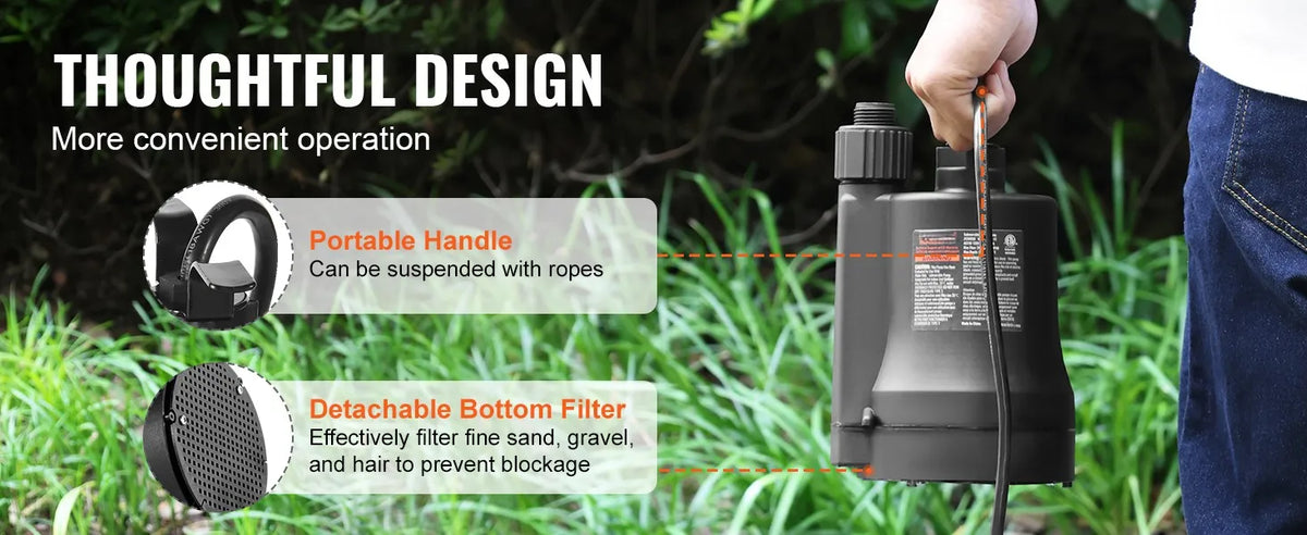 Submersible Utility Pump – 1/3 HP, 2450 GPH for Fast Water Removal