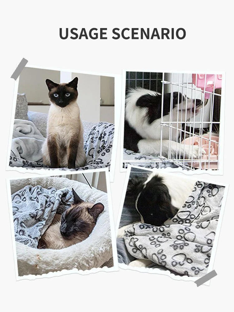 Couverture pour animaux douce et grise avec motif de pattes