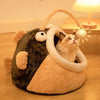 Cozy Cave Cat Bed with Lantern Fish Design