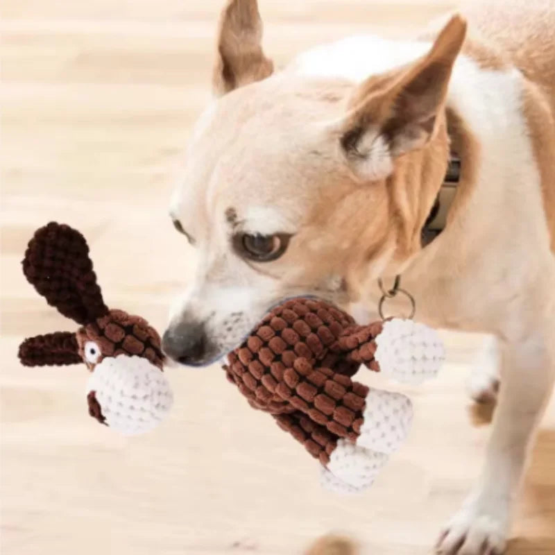 Plush Squeaky Donkey Dog Toy for Teething and Interactive Play