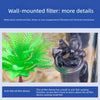 Filtre mural montrant une plante verte et un dispositif à film d'huile noir pour la circulation de l'eau d'aquarium