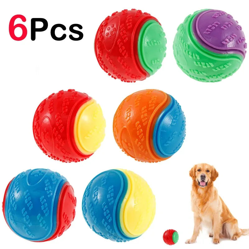Squeaky Dog Balls (6-Pack) – Durable TPR Chew Toys for Interactive Play