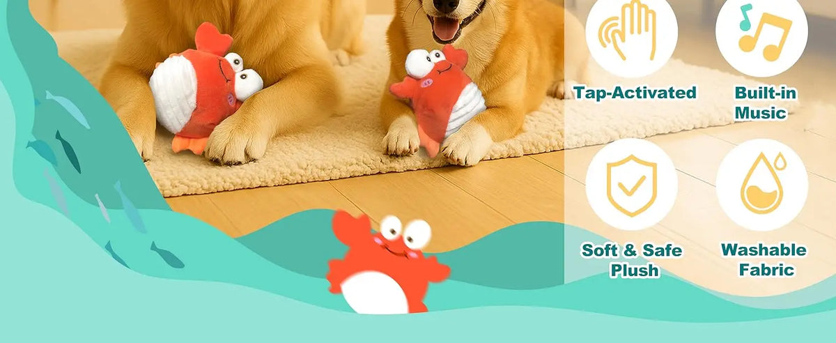 Interactive Crab Plush Toy with Motion-Activated Ball for Dogs