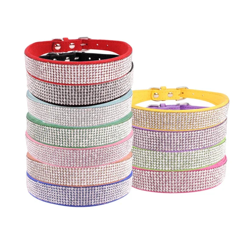 Kristall-Straß-Halsband aus Leder