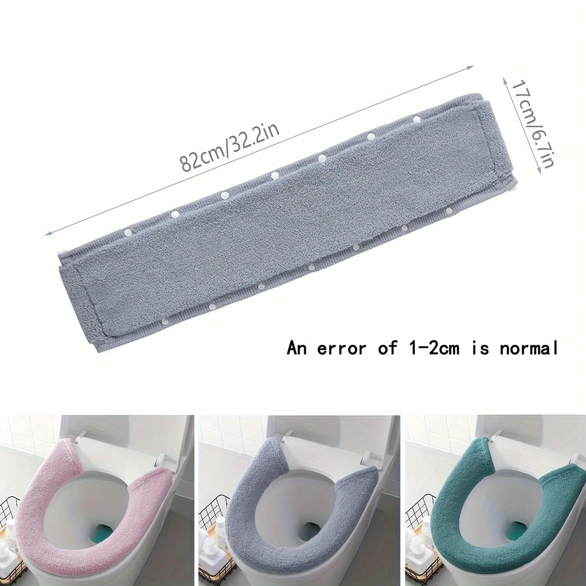 Plush Non-Slip Toilet Seat Cover with Thermal Fleece Lining
