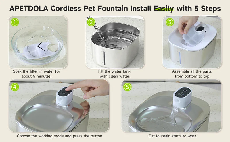 Fuente de Agua Inalámbrica para Gatos con Sensor