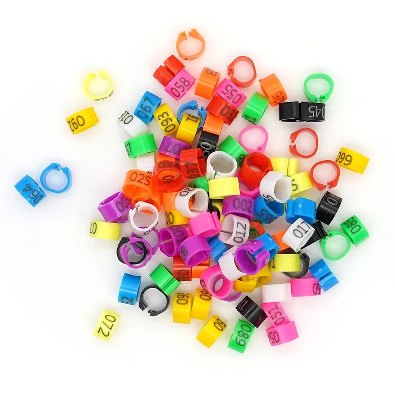 Bagues en plastique numérotées pour pattes d'oiseaux (9 mm)