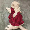 Elegant Cotton Pet Dress with Bow for Small Dogs and Cats