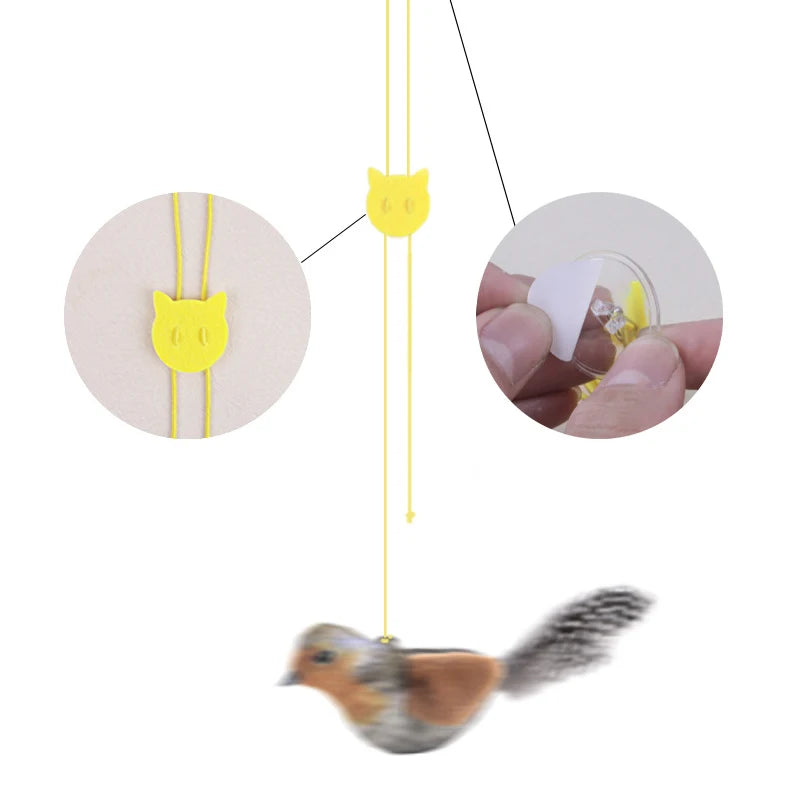 Realistisch wirkender Plüsch-Vogel-Katzenspielzeug mit Federn