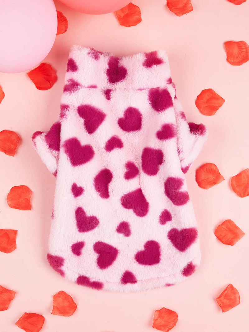 Sudadera de Peluche con Estampado de Corazones para Perro