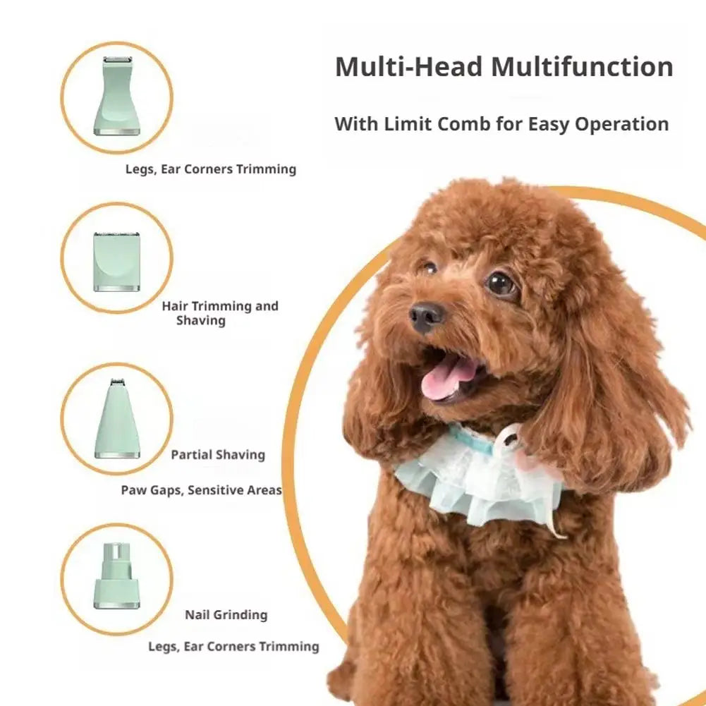 4-in-1 Rechargeable Pet Grooming Kit with Dual-Speed Ceramic Blade