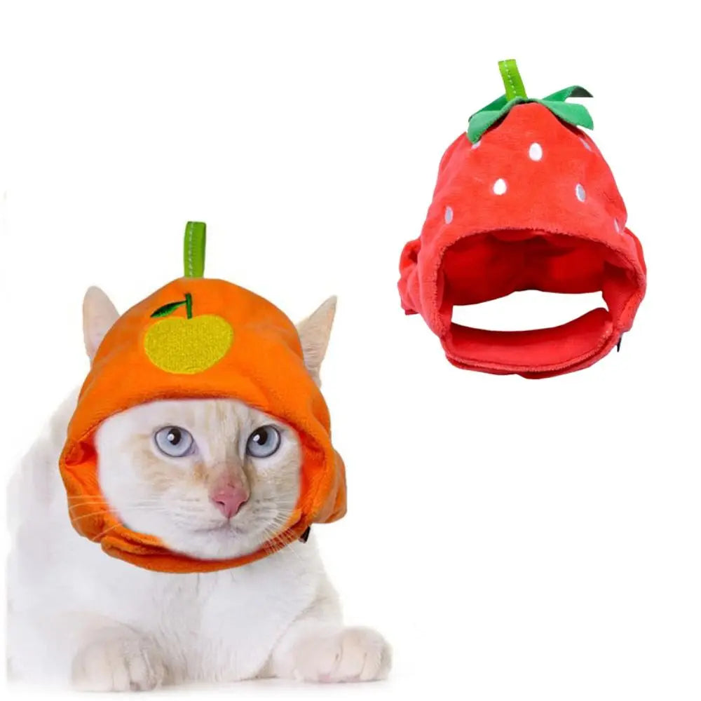 Fruit-Shaped Plush Pet Hat for Cats and Small Dogs