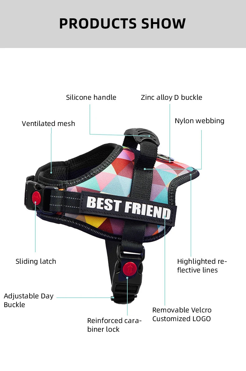 Adjustable No-Pull Dog Harness with Reflective Straps