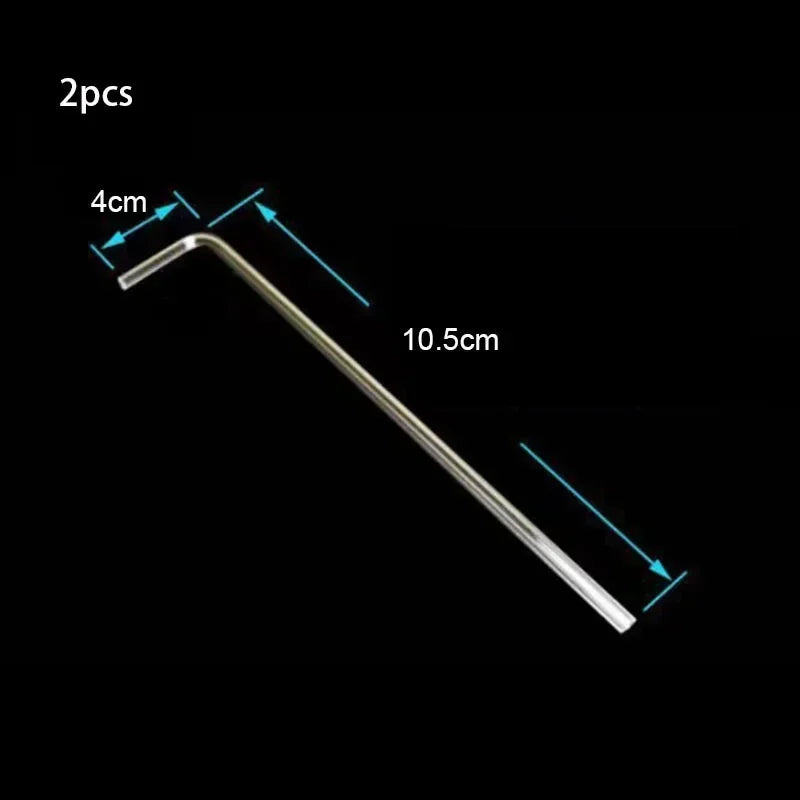 Two acrylic aquarium air tubing connectors, each measuring 4cm and 10.5cm long.