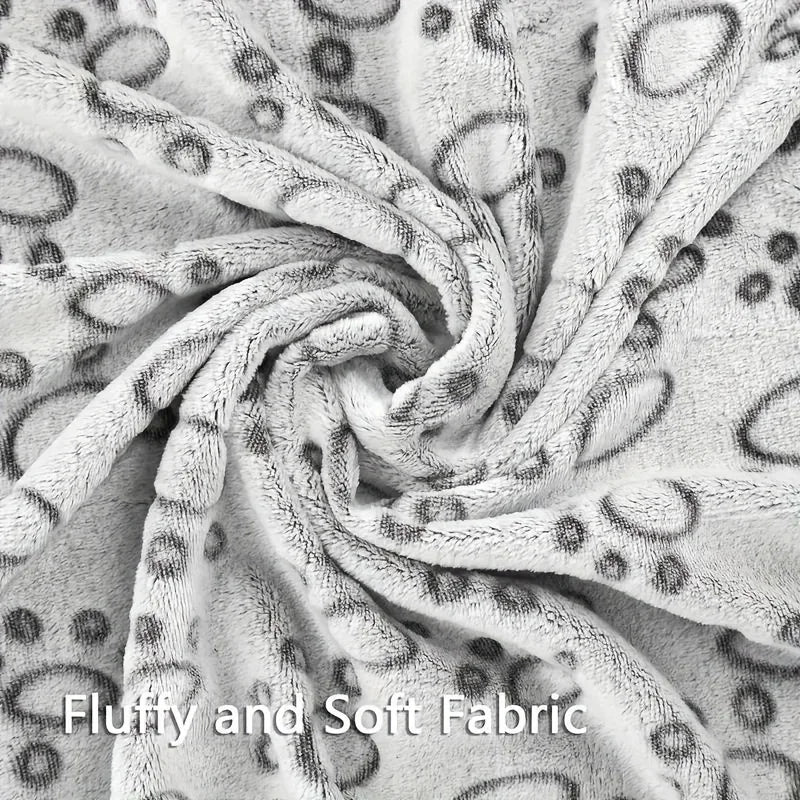 Cozy Flannel Pet Blanket with Paw Print Design