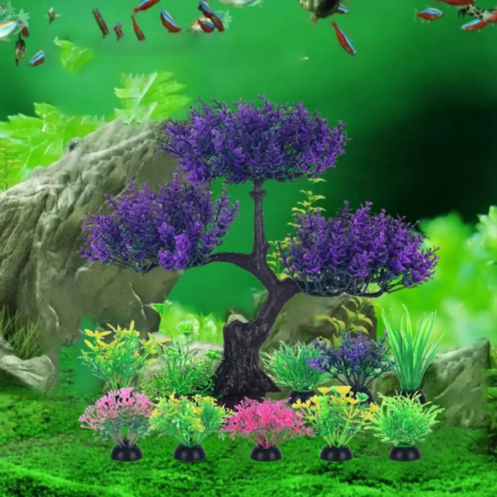 Lifelike Artificial Aquarium Plants – Set of 10