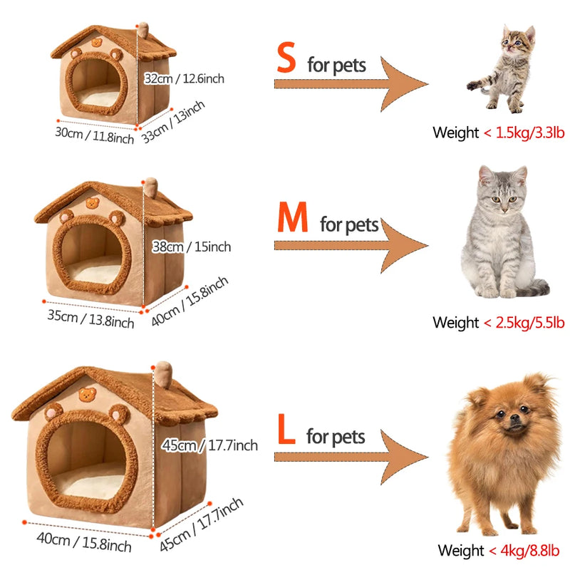 Lit Grotte Pliable pour Animaux avec Housse Lavable
