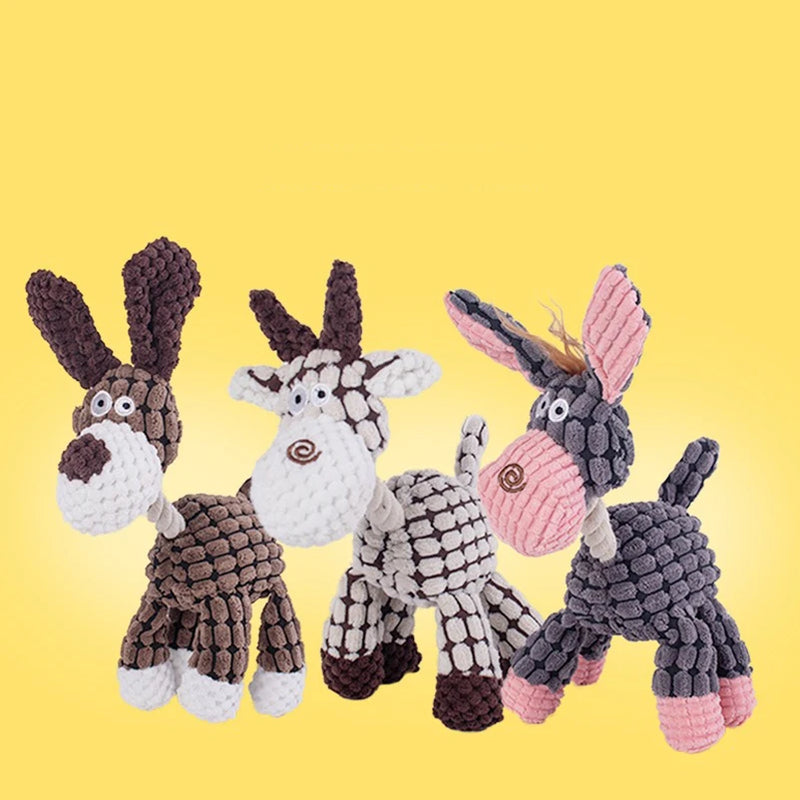 Jouet Interactif pour Animaux en Peluche : Âne avec Corde