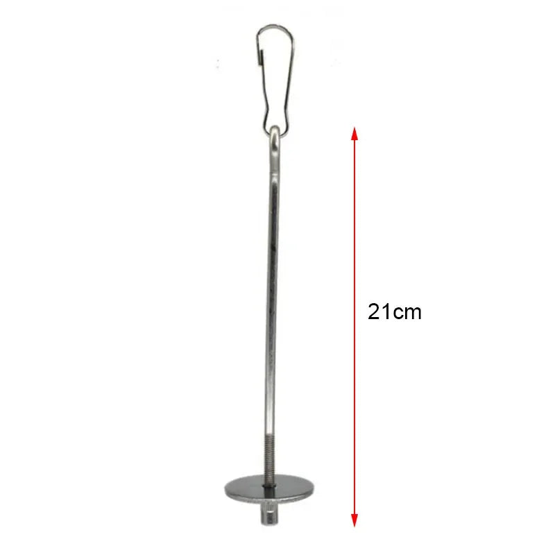 Stainless steel bird feeder fork with a hanging loop and a flat base.