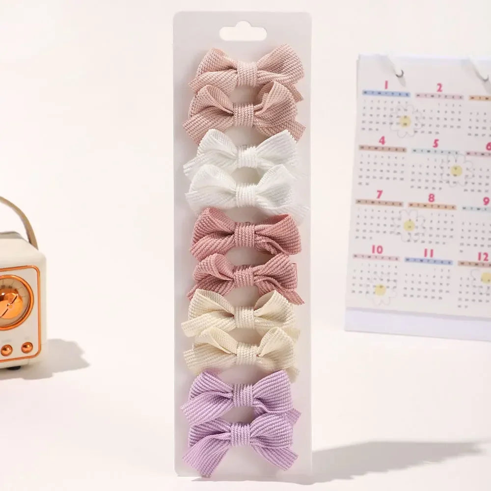 Cute Solid Ribbon Hair Bow Clips (Set of 10)