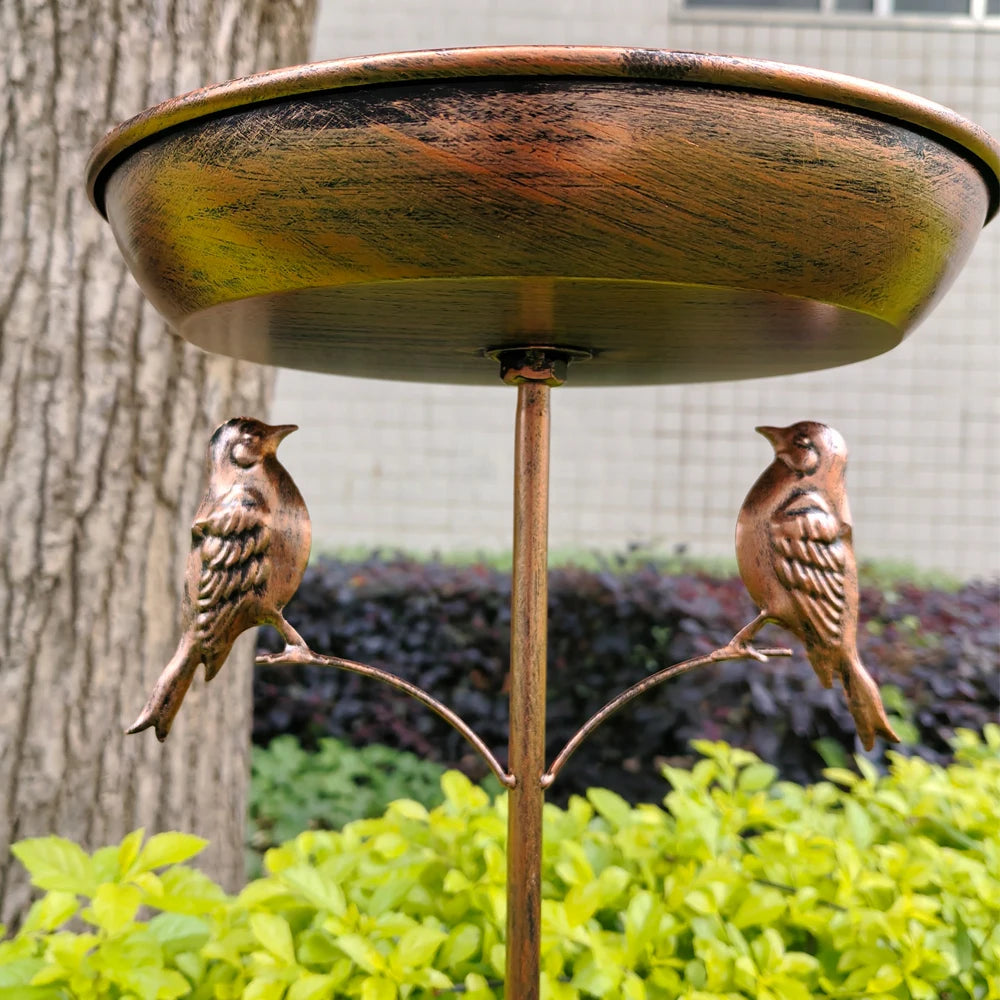 Vintage Copper Bird Bath and Feeder with Five Stable Legs