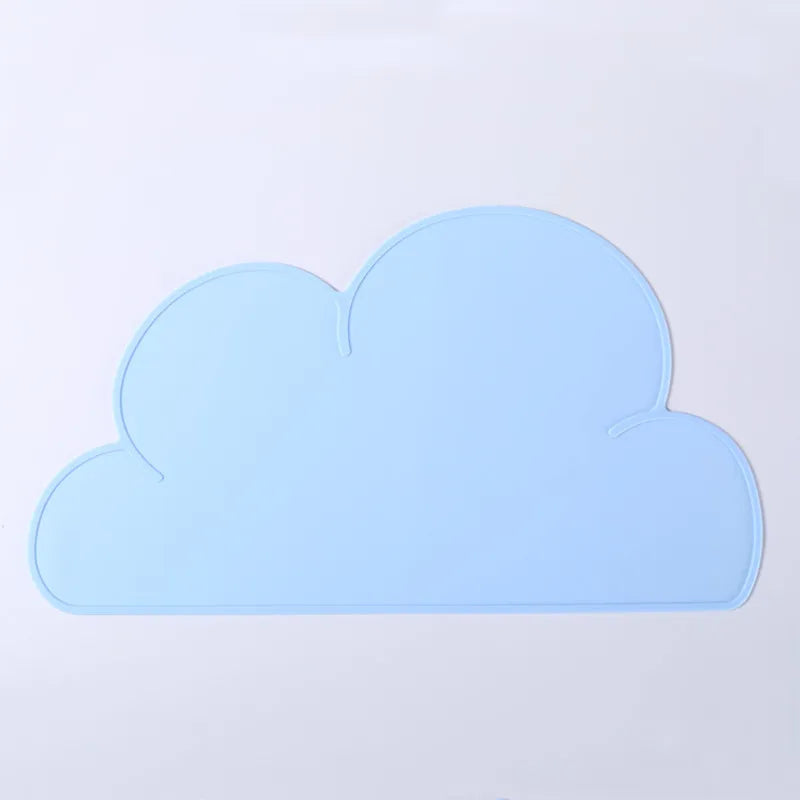 Light blue cloud-shaped silicone pet feeding mat