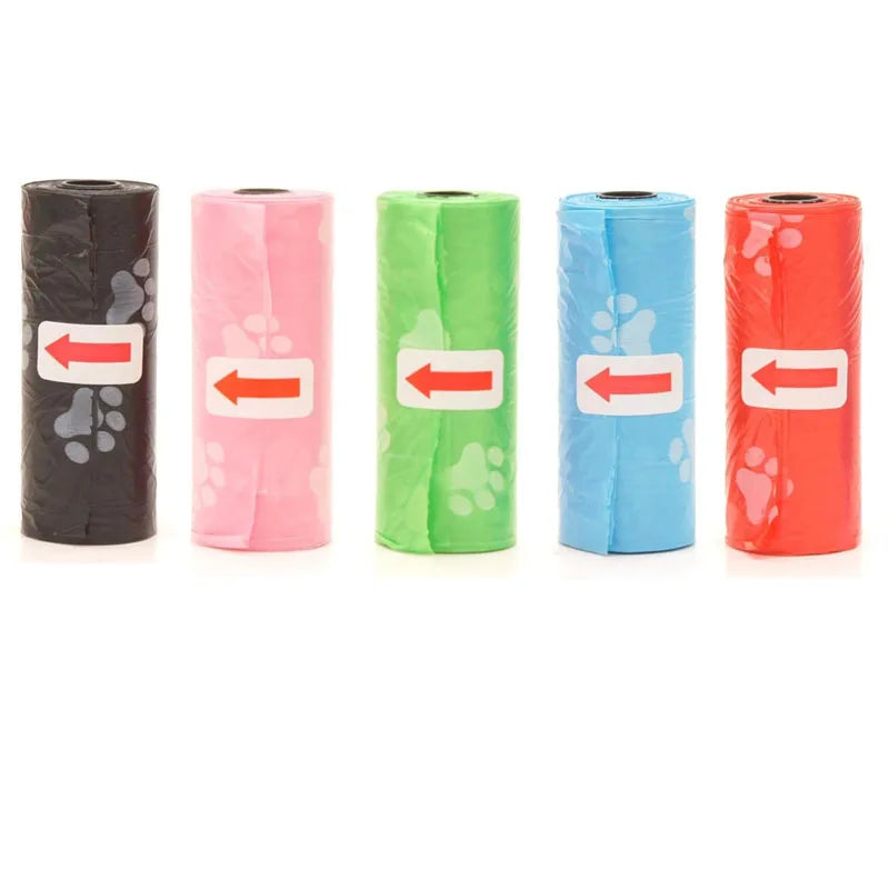 Disposable Dog Waste Bags with Bone-Shaped Dispenser and Leash Clip