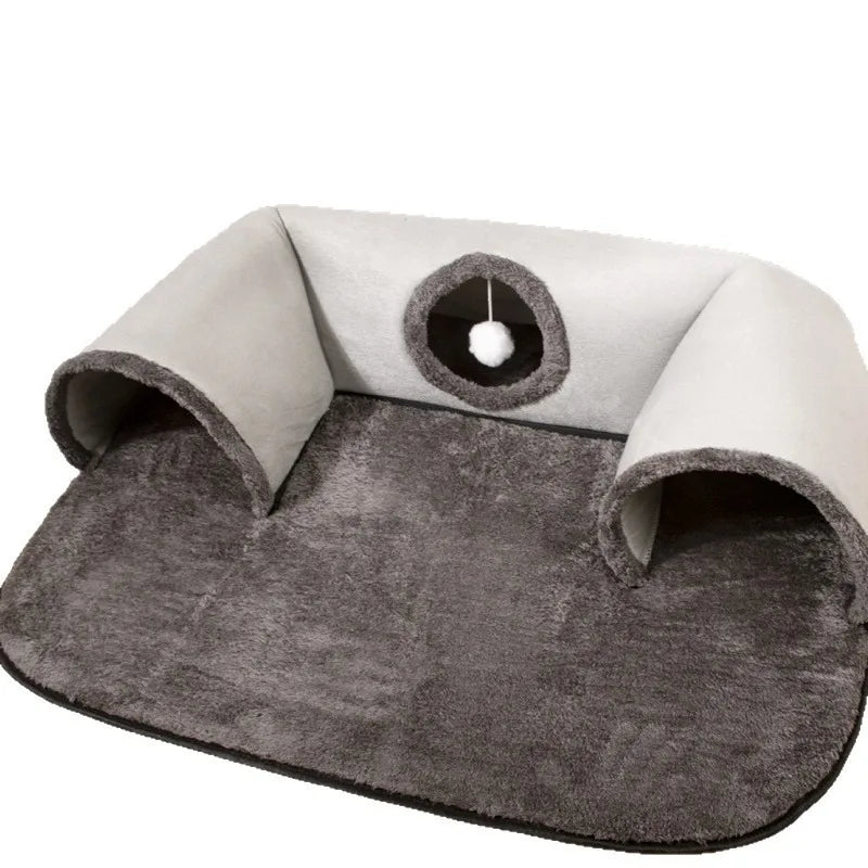 U-Shaped Tunnel Cat Bed with Removable Washable Cover