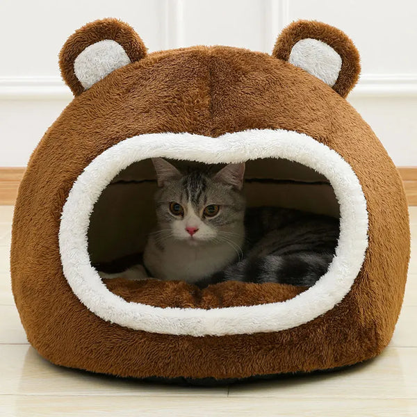 Warm Plush Cat Bed Lounger for Cats and Small Dogs