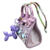 Handcrafted Mini House-Shaped Handbag with Puppy Keychain