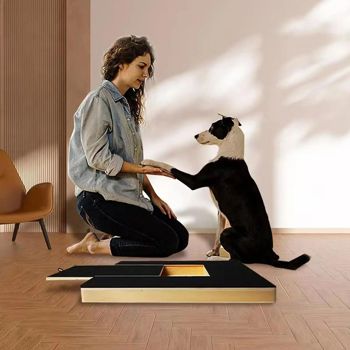 Wooden Dog Nail Scratching Board with Built-in Treat Box