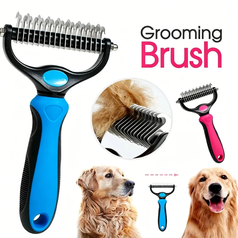 Double-Sided Pet Grooming Comb for Detangling and Shedding