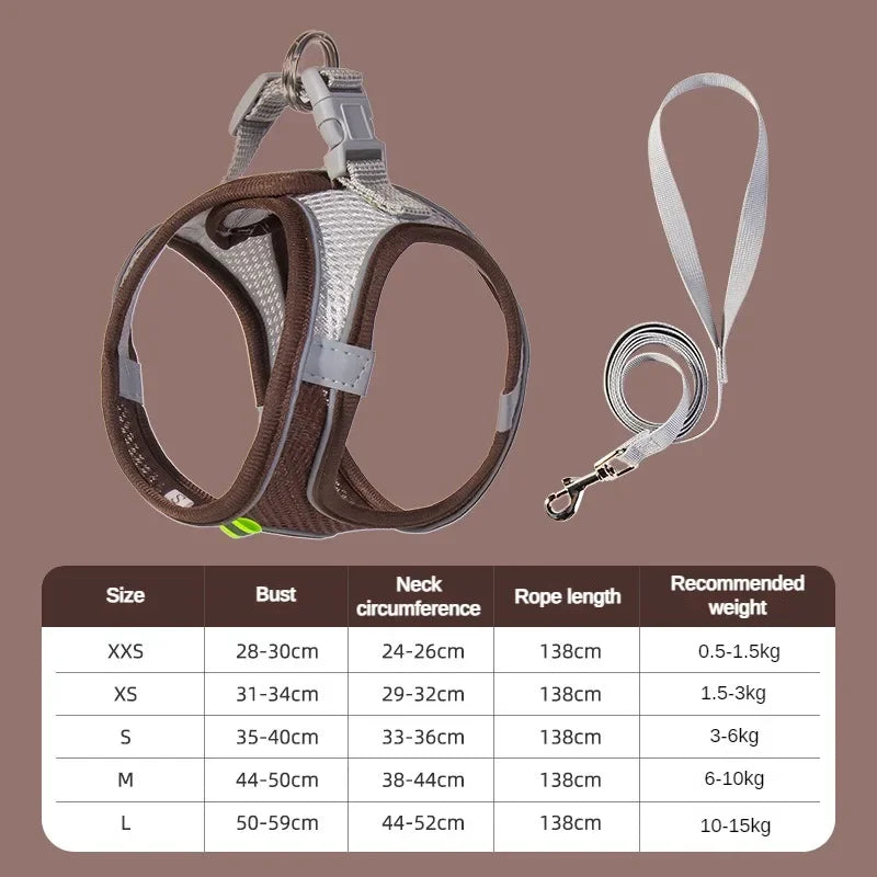 Breathable Adjustable Dog and Cat Harness Vest with Reflective Safety