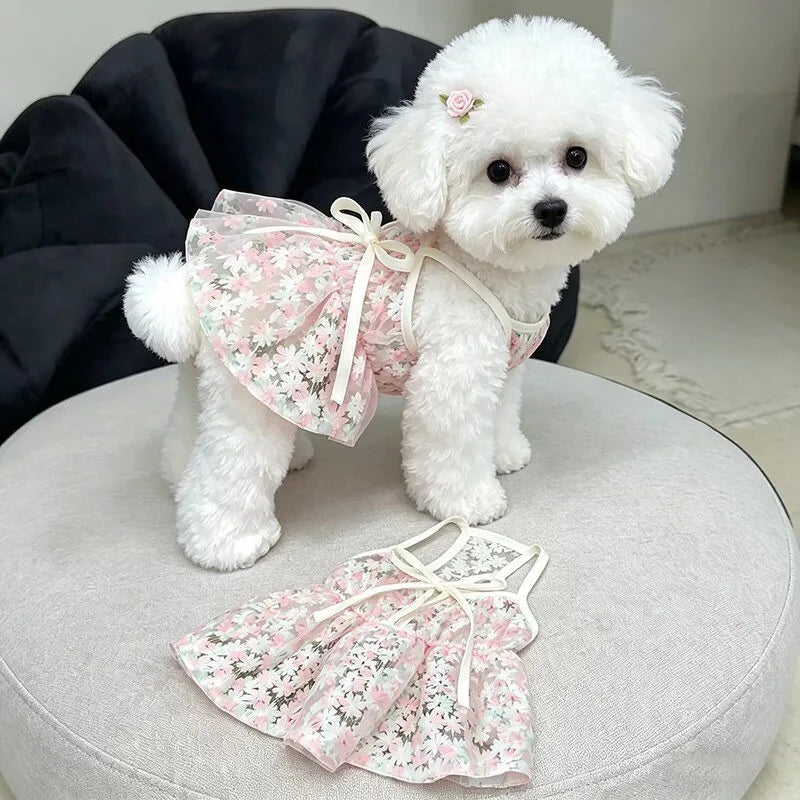 Sakura Princess Floral Dog Dress for Small Breeds